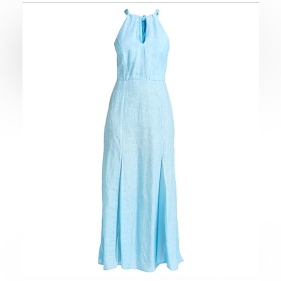 120% Lino Dresses & Skirts - NWT $538 120% Lino Italy design Blue Harbor Sleeveless Maxi Dress Size 40 Bow